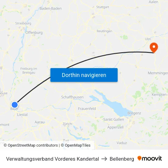 Verwaltungsverband Vorderes Kandertal to Bellenberg map