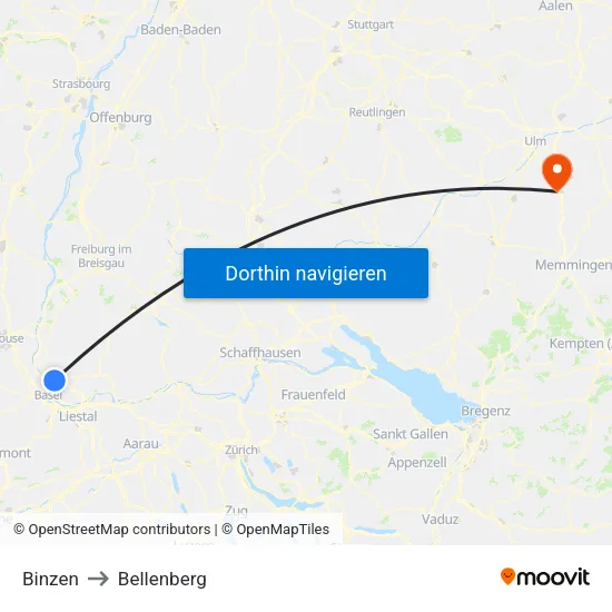 Binzen to Bellenberg map