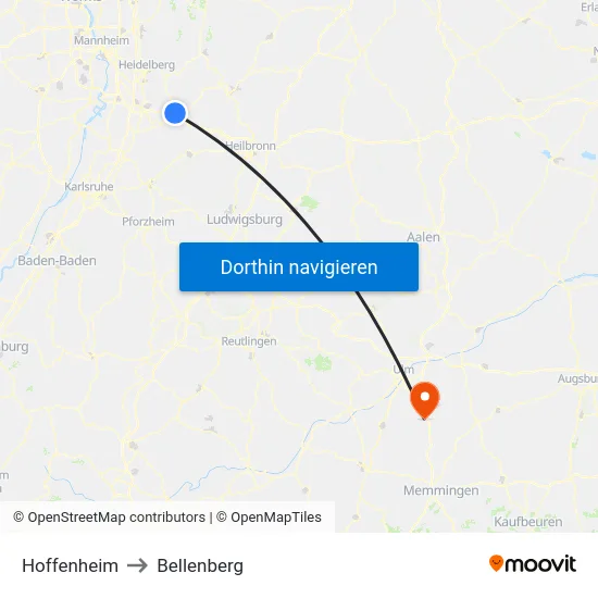 Hoffenheim to Bellenberg map