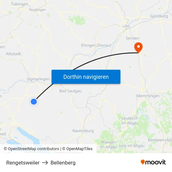 Rengetsweiler to Bellenberg map