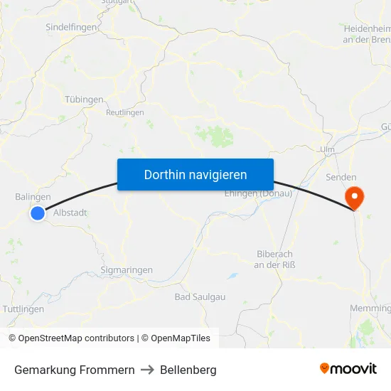 Gemarkung Frommern to Bellenberg map