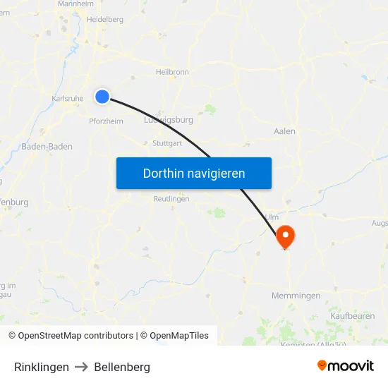 Rinklingen to Bellenberg map