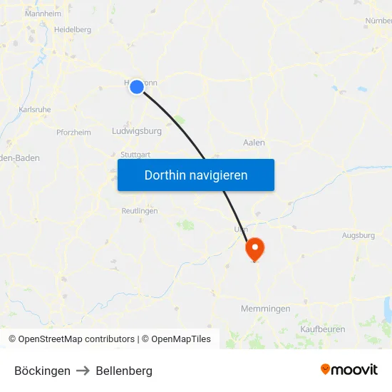 Böckingen to Bellenberg map