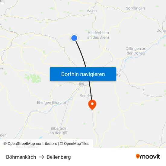 Böhmenkirch to Bellenberg map