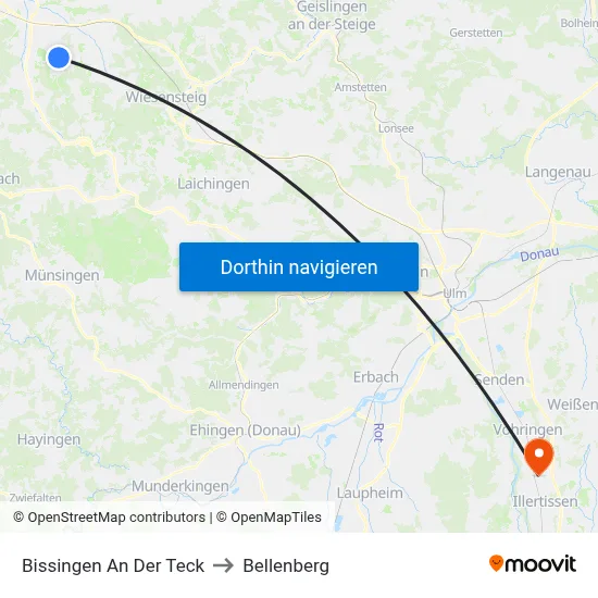Bissingen An Der Teck to Bellenberg map