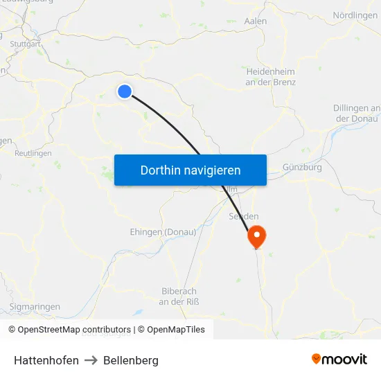 Hattenhofen to Bellenberg map