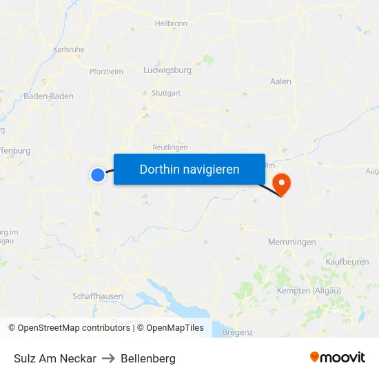 Sulz Am Neckar to Bellenberg map