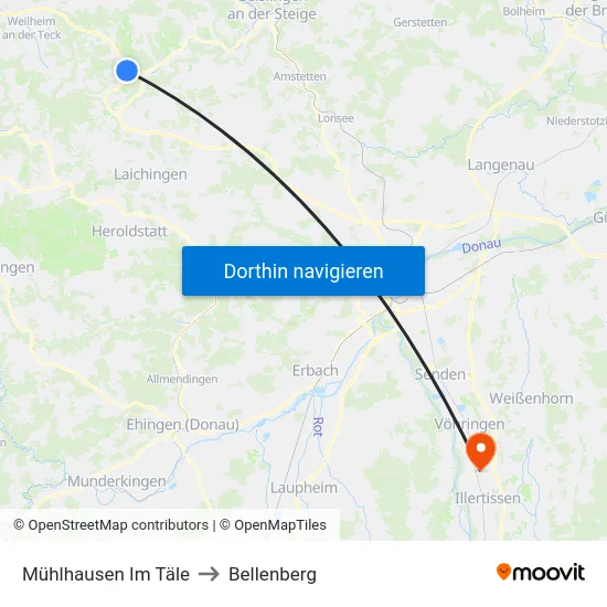 Mühlhausen Im Täle to Bellenberg map