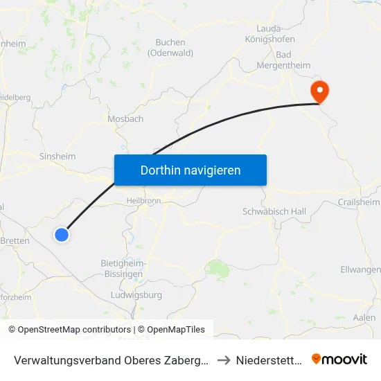 Verwaltungsverband Oberes Zabergäu to Niederstetten map