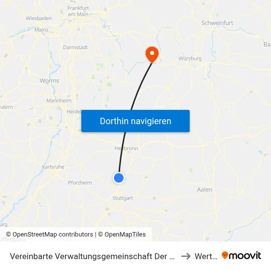 Vereinbarte Verwaltungsgemeinschaft Der Stadt Bietigheim-Bissingen to Wertheim map