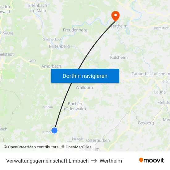 Verwaltungsgemeinschaft Limbach to Wertheim map