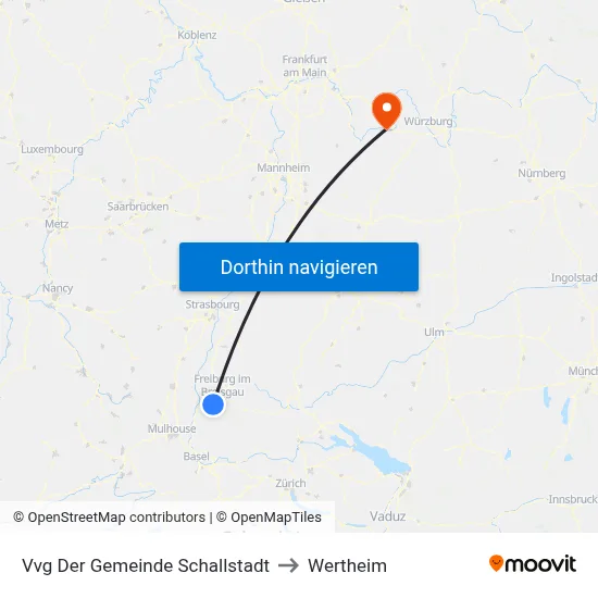 Vvg Der Gemeinde Schallstadt to Wertheim map