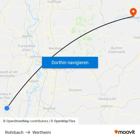 Rohrbach to Wertheim map