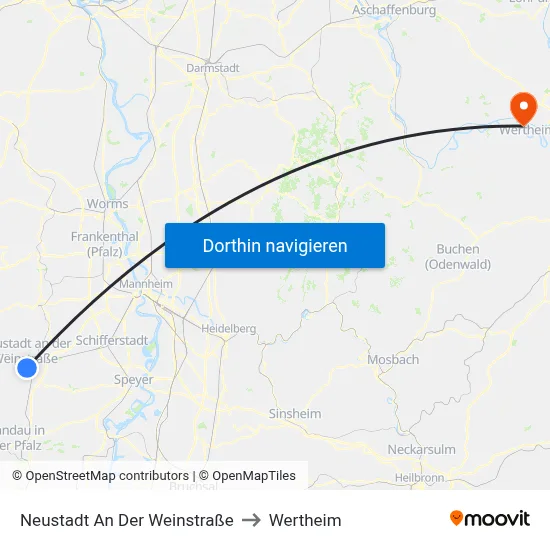 Neustadt An Der Weinstraße to Wertheim map