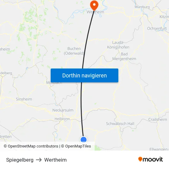 Spiegelberg to Wertheim map