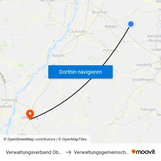Verwaltungsverband Oberes Zabergäu to Verwaltungsgemeinschaft Offenburg map