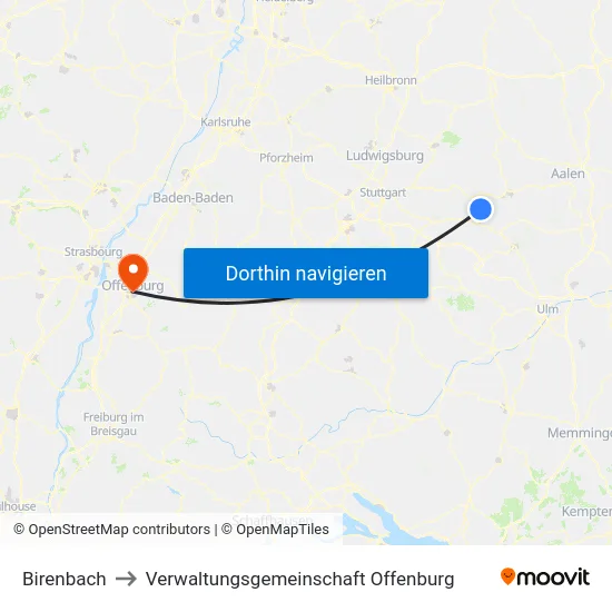 Birenbach to Verwaltungsgemeinschaft Offenburg map