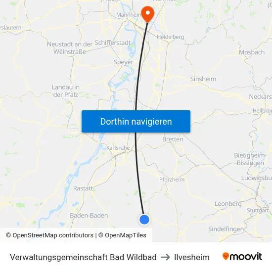 Verwaltungsgemeinschaft Bad Wildbad to Ilvesheim map
