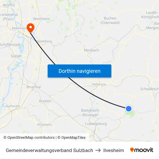 Gemeindeverwaltungsverband Sulzbach to Ilvesheim map