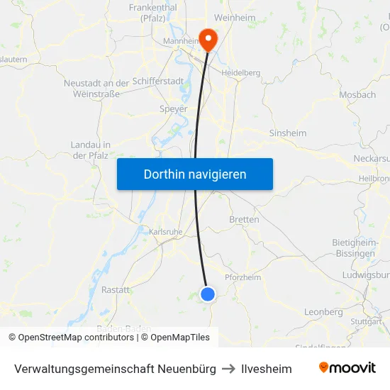 Verwaltungsgemeinschaft Neuenbürg to Ilvesheim map