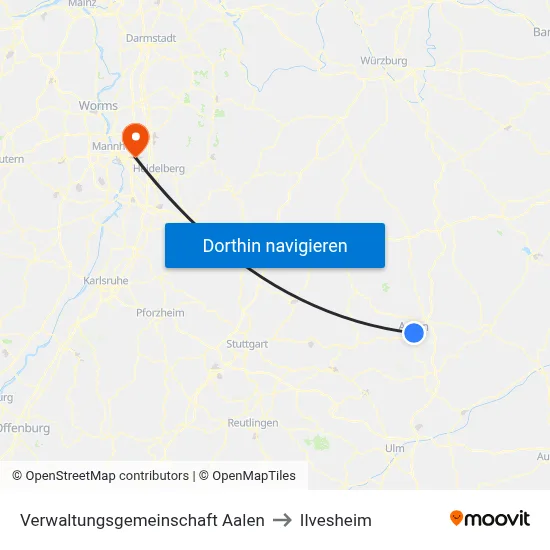 Verwaltungsgemeinschaft Aalen to Ilvesheim map