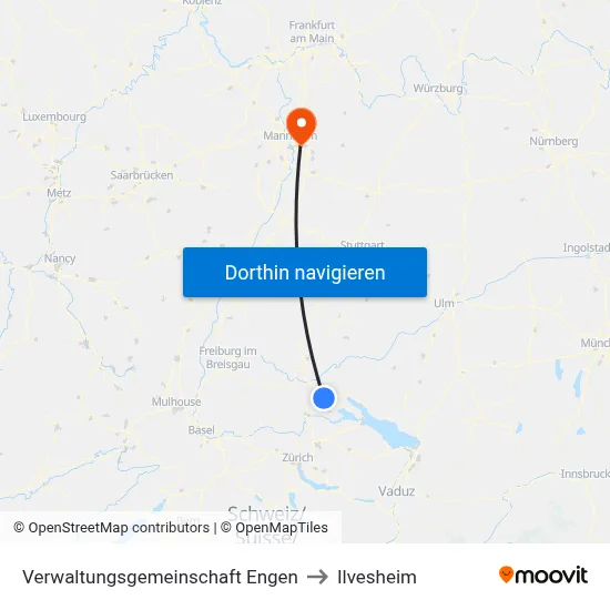 Verwaltungsgemeinschaft Engen to Ilvesheim map