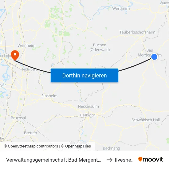 Verwaltungsgemeinschaft Bad Mergentheim to Ilvesheim map