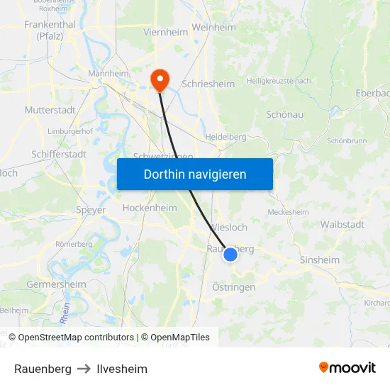 Rauenberg to Ilvesheim map