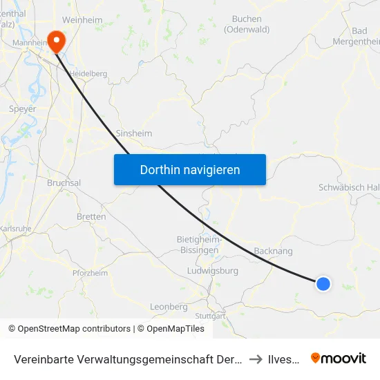 Vereinbarte Verwaltungsgemeinschaft Der Stadt Welzheim to Ilvesheim map