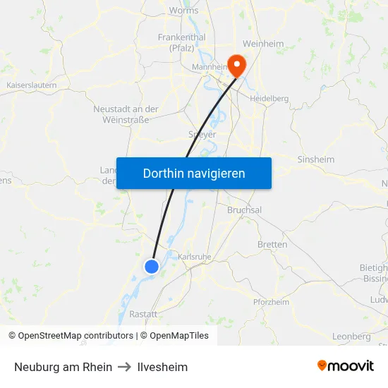 Neuburg am Rhein to Ilvesheim map