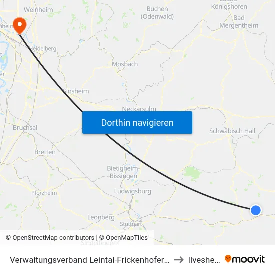 Verwaltungsverband Leintal-Frickenhofer Höhe to Ilvesheim map