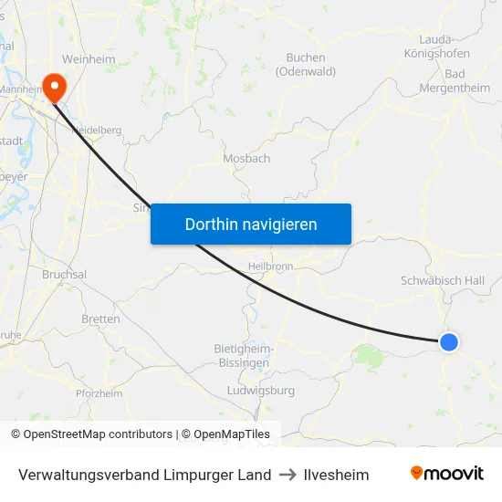 Verwaltungsverband Limpurger Land to Ilvesheim map