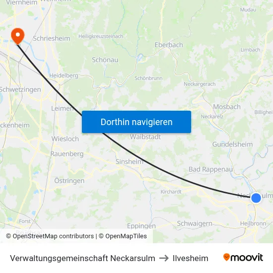 Verwaltungsgemeinschaft Neckarsulm to Ilvesheim map