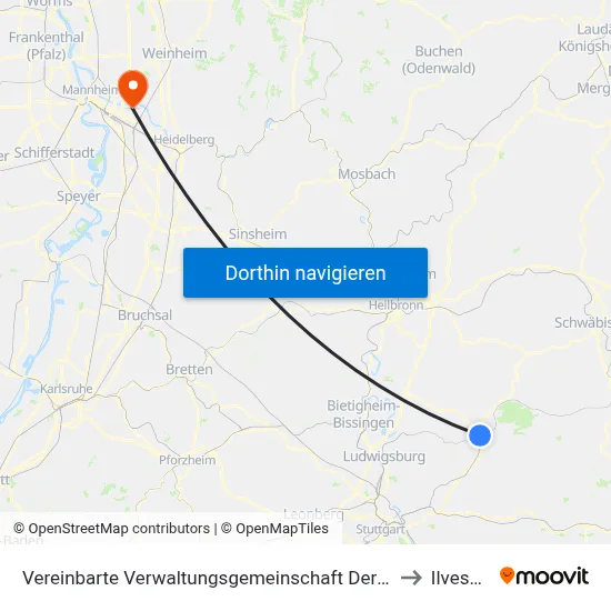 Vereinbarte Verwaltungsgemeinschaft Der Stadt Backnang to Ilvesheim map