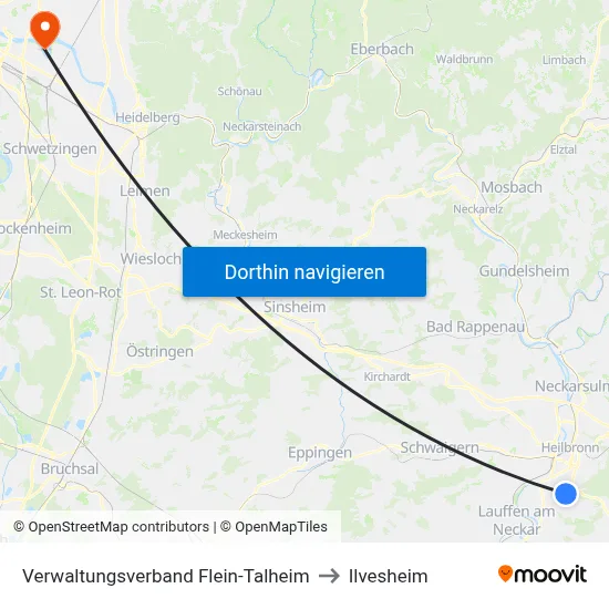 Verwaltungsverband Flein-Talheim to Ilvesheim map