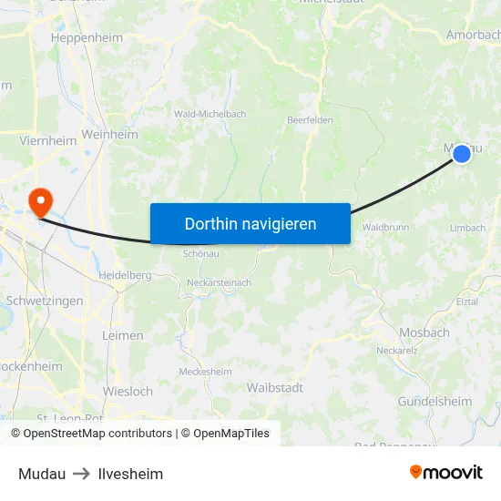 Mudau to Ilvesheim map