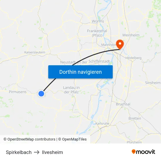 Spirkelbach to Ilvesheim map