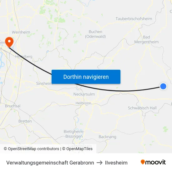 Verwaltungsgemeinschaft Gerabronn to Ilvesheim map