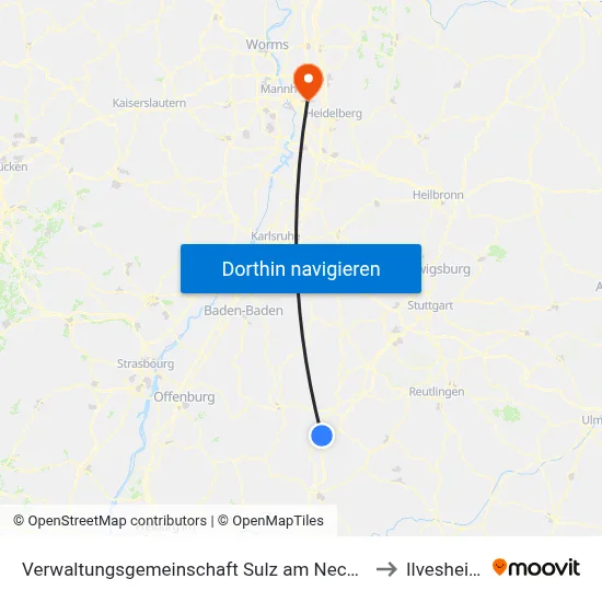 Verwaltungsgemeinschaft Sulz am Neckar to Ilvesheim map