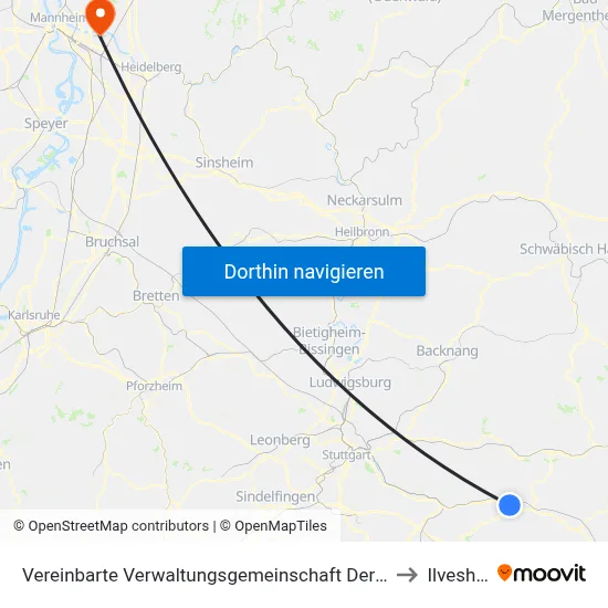 Vereinbarte Verwaltungsgemeinschaft Der Stadt Uhingen to Ilvesheim map