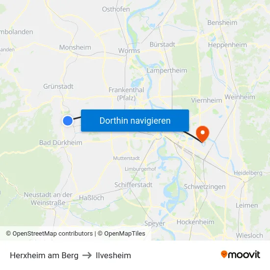 Herxheim am Berg to Ilvesheim map