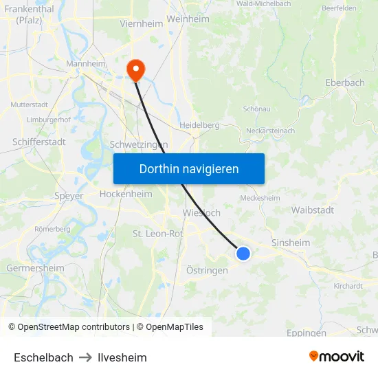 Eschelbach to Ilvesheim map