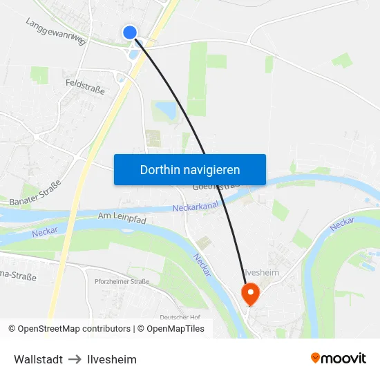 Wallstadt to Ilvesheim map