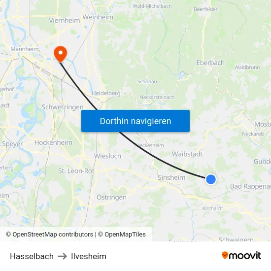 Hasselbach to Ilvesheim map