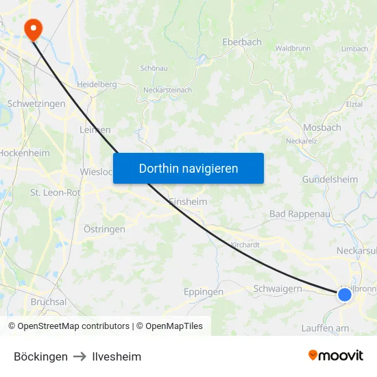 Böckingen to Ilvesheim map