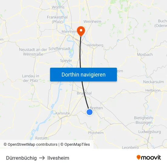 Dürrenbüchig to Ilvesheim map