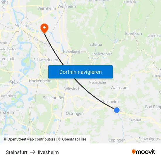 Steinsfurt to Ilvesheim map