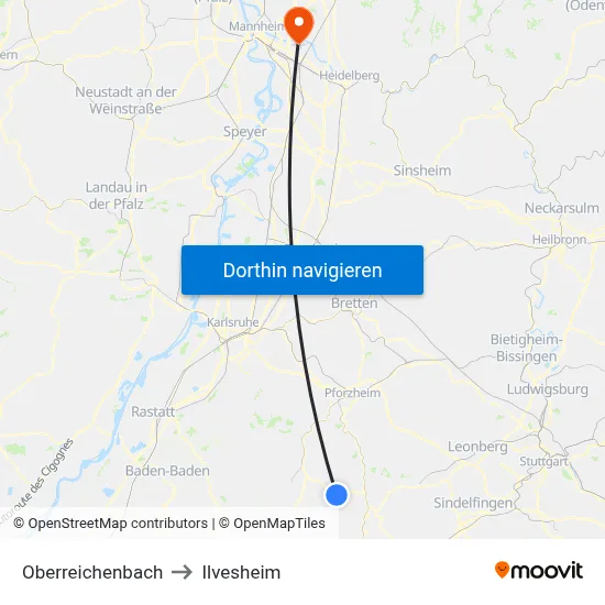 Oberreichenbach to Ilvesheim map