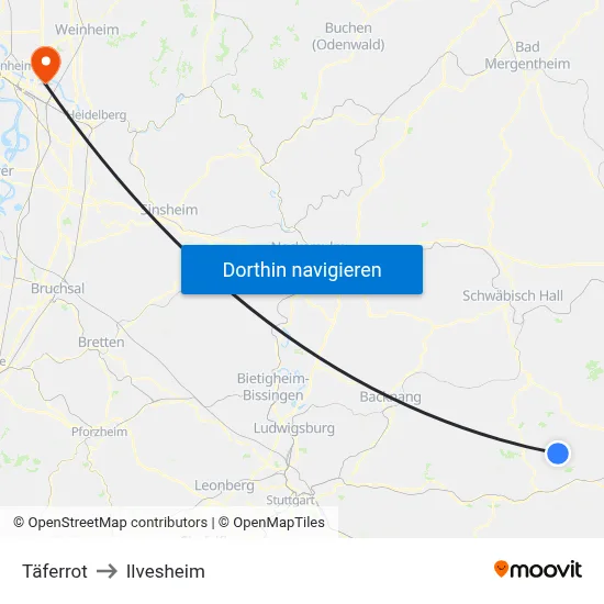 Täferrot to Ilvesheim map