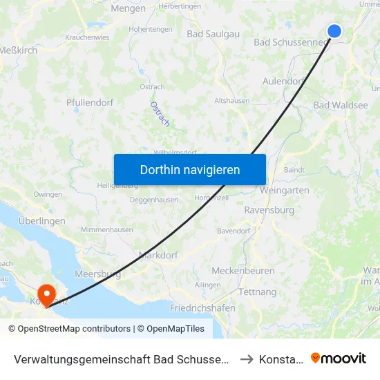 Verwaltungsgemeinschaft Bad Schussenried to Konstanz map